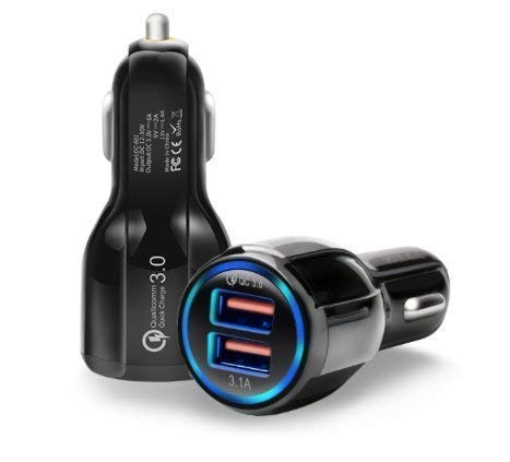 CC12 QC3.0+3.1A Car Charger Dual USB 6A Halo Wine Bottle Fast Charge Car Charger(Elegant Black)