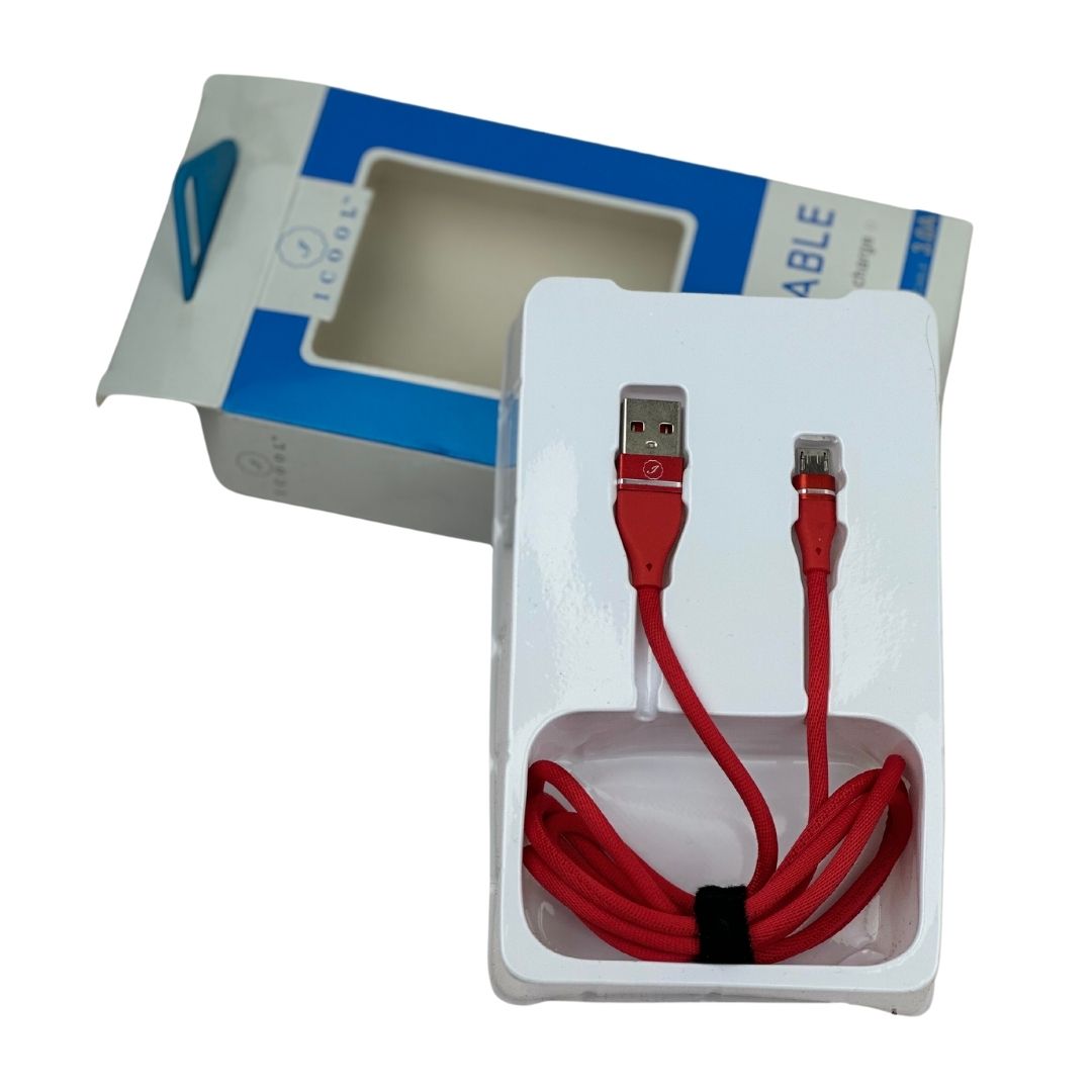 NYLON CABLE ANDROID ,TYPE C,IPHONE Red