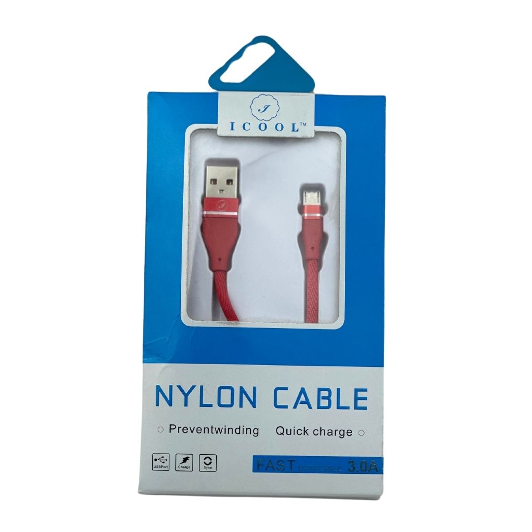 NYLON CABLE ANDROID ,TYPE C,IPHONE Red